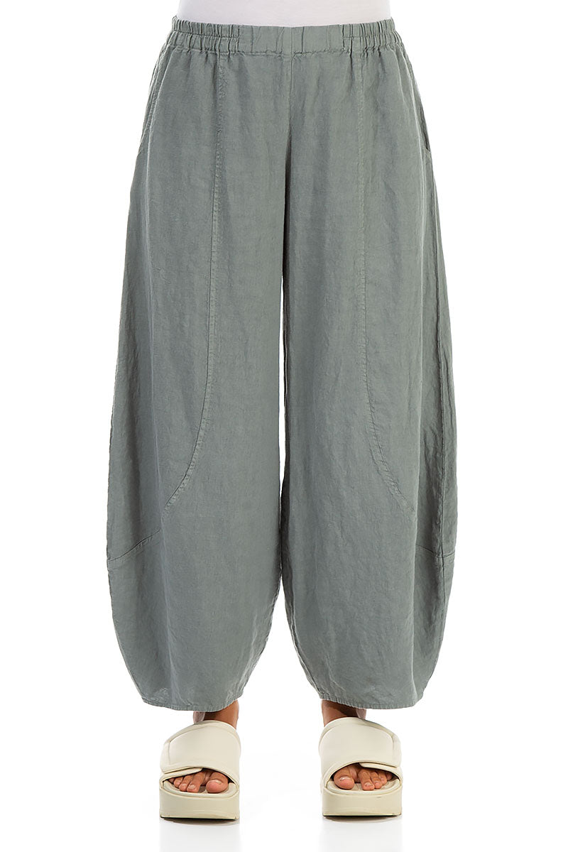 Taper Wide Sage Linen Trousers