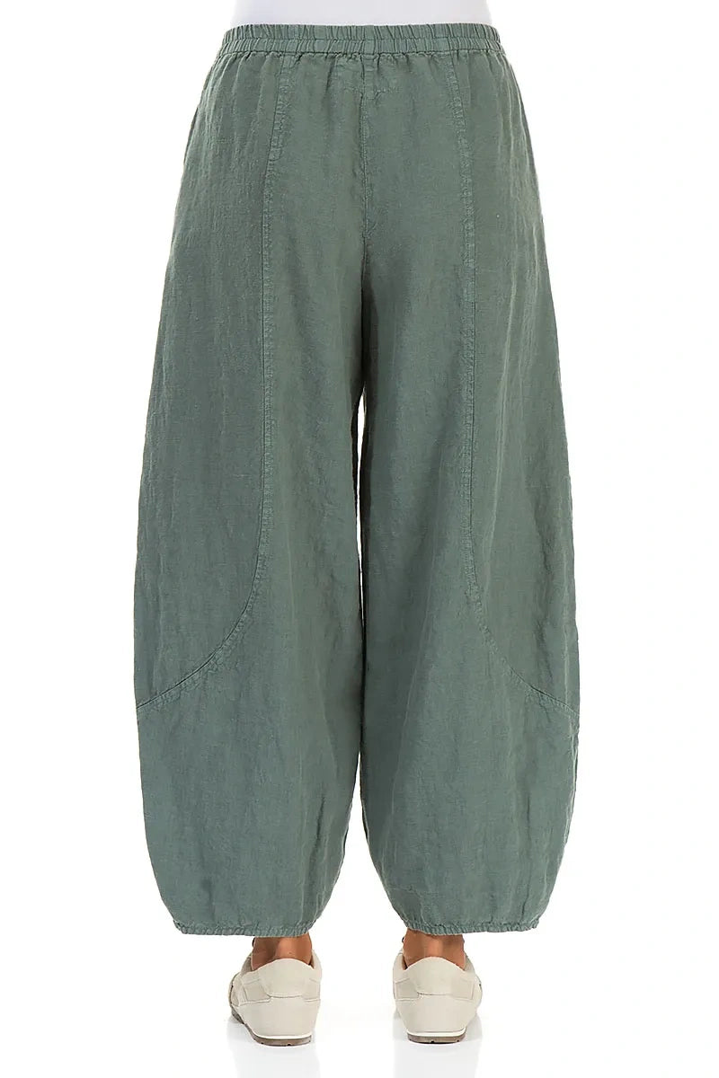 Taper Wide Sage Linen Trousers 2