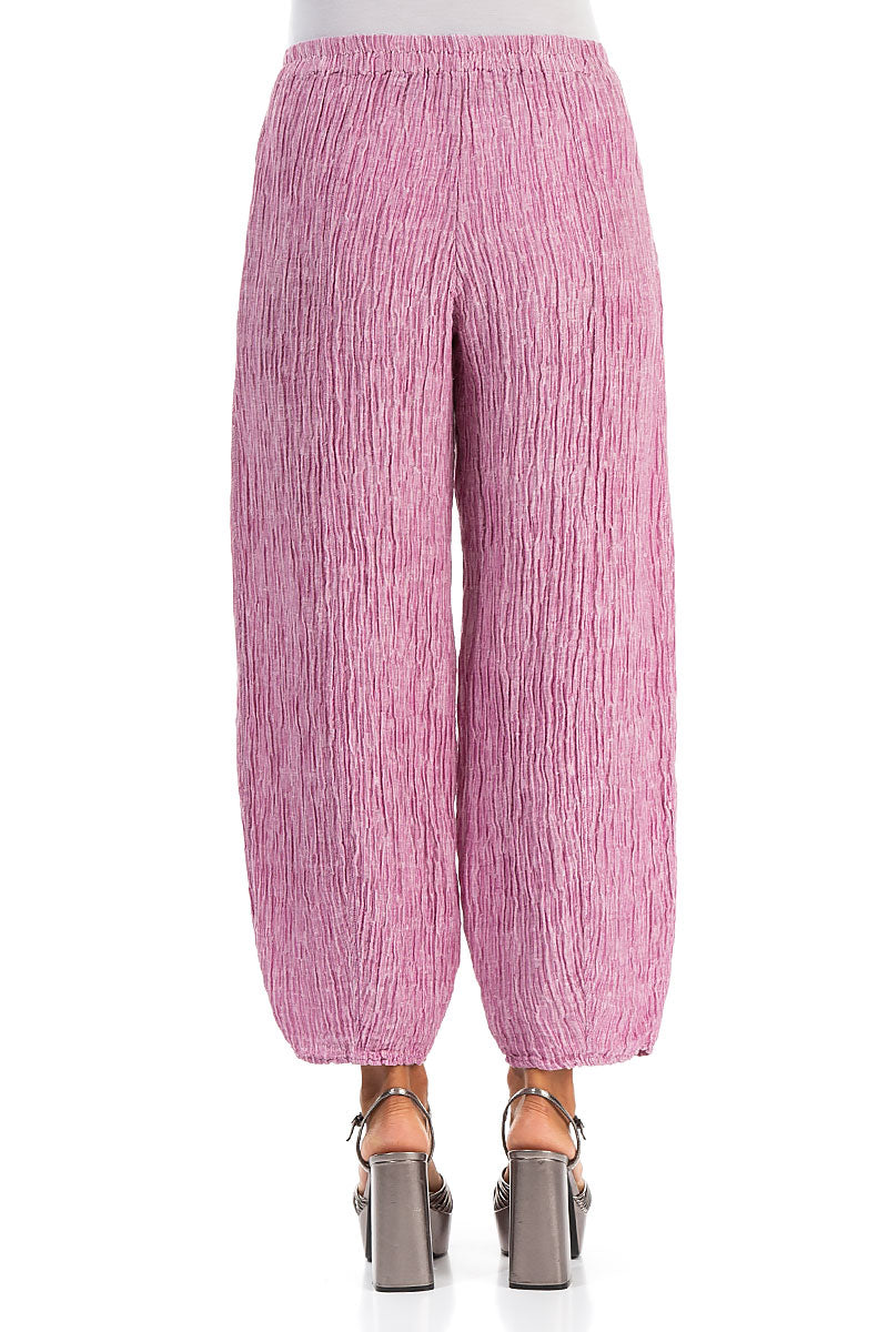 Taper Wild Berry Crinkled Silk Trousers