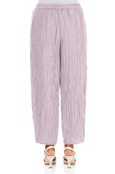 Tapered Barrel Lilac Crinkled Silk Linen Trousers 2