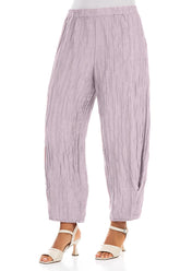 Tapered Barrel Lilac Crinkled Silk Linen Trousers 3
