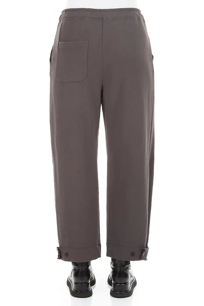 Tapered Charcoal French Terry Cotton Trousers 2