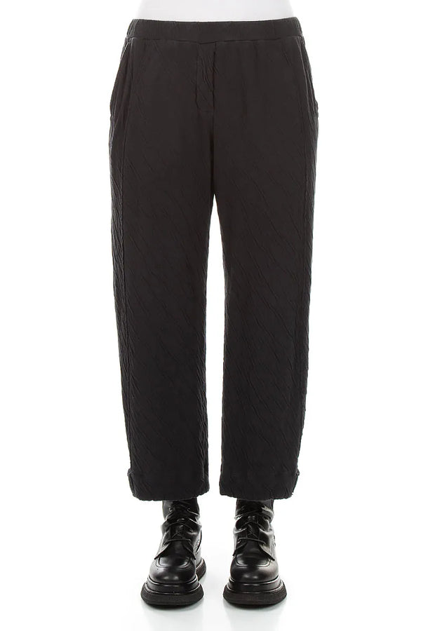 Tapered Grey Wavy Cotton Trousers