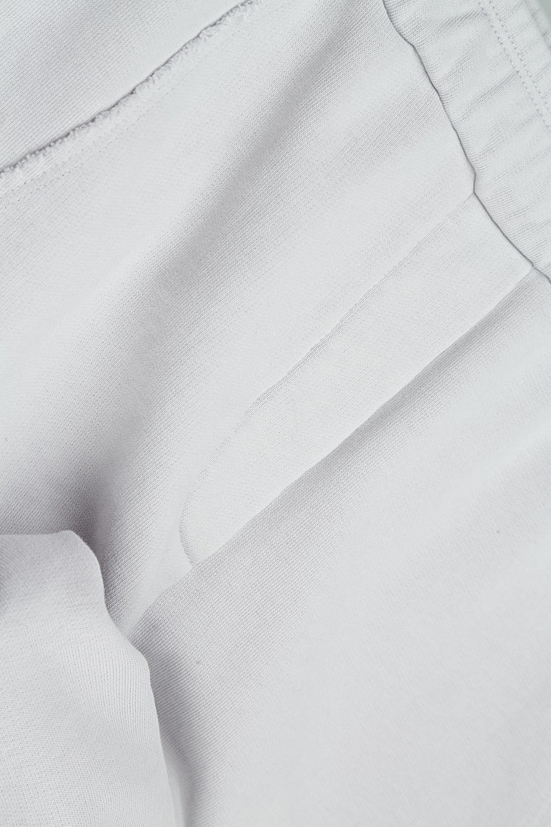 Tapered Pearl Grey French Terry Cotton Trousers