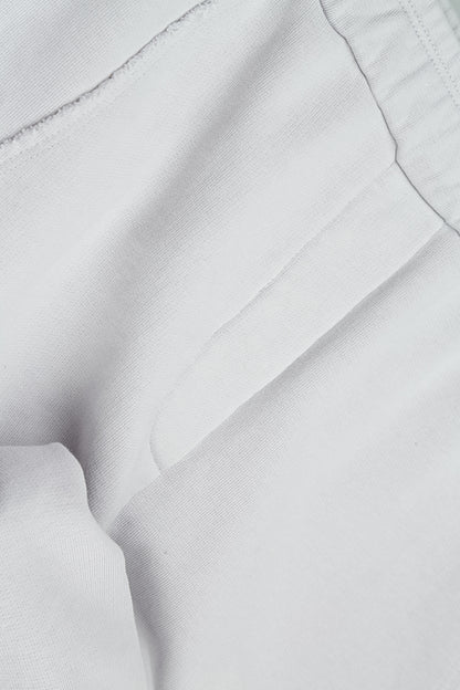 Tapered Pearl Grey French Terry Cotton Trousers