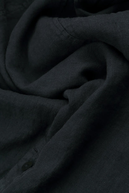 Tapered Pockets Black Linen Trousers 4