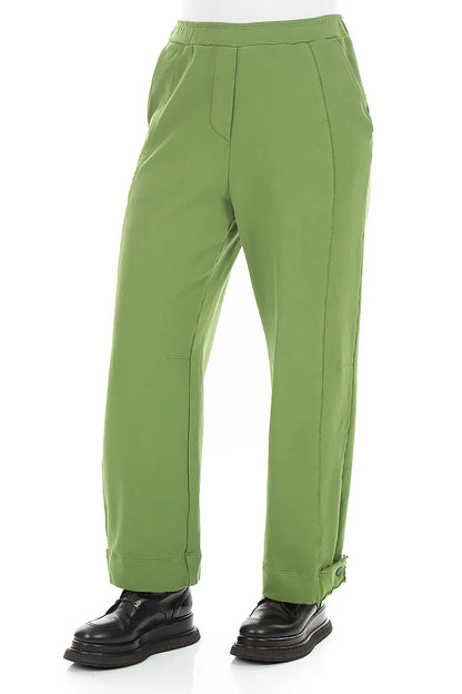 Pantalon fuselé en coton French Terry Vert trèfle
