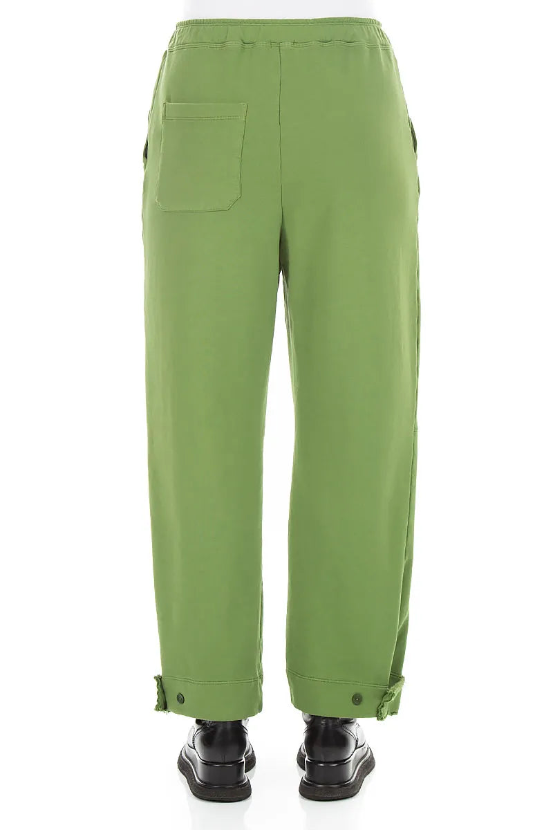 Pantalon fuselé en coton French Terry Vert trèfle