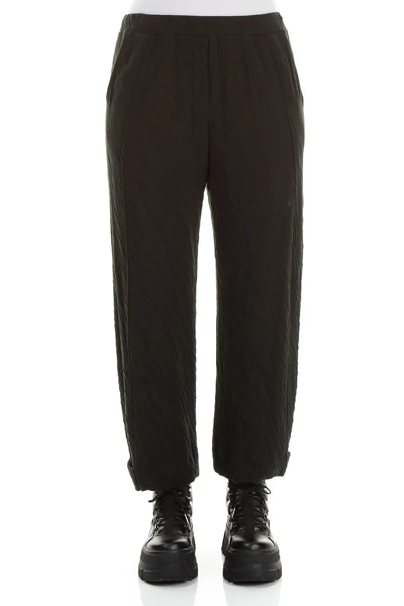 Tapered Shamrock Green Wavy Cotton Trousers