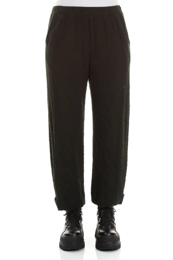 Tapered Shamrock Green Wavy Cotton Trousers