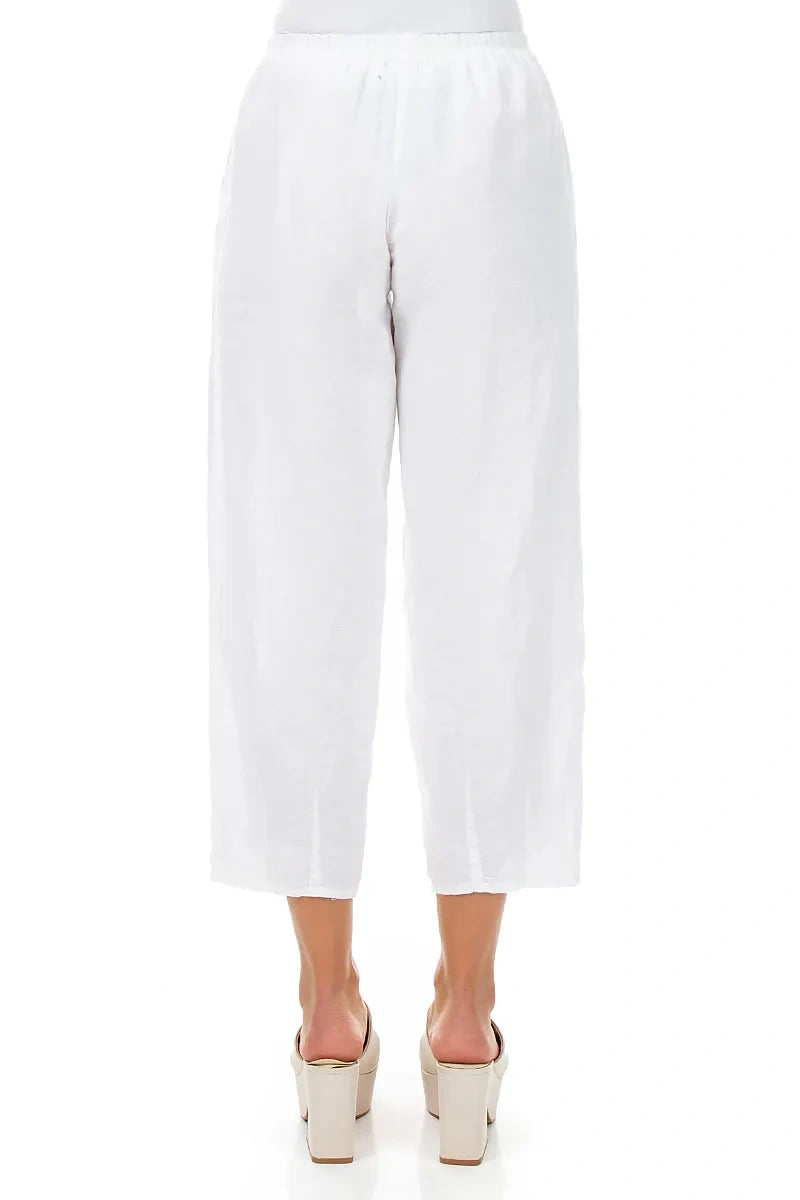 Tapered White Linen Trousers 2