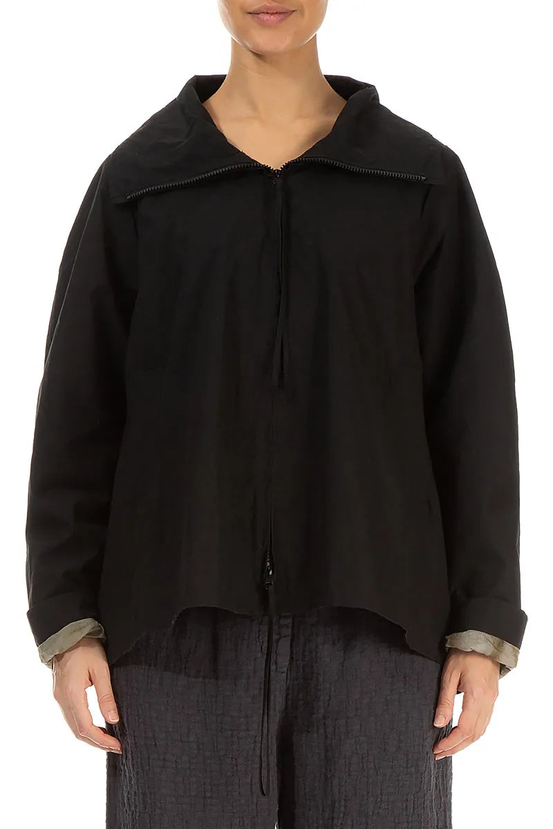 Terra Lined Black Cotton Jacket 1