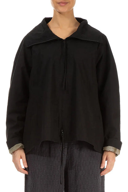 Terra Lined Black Cotton Jacket 1