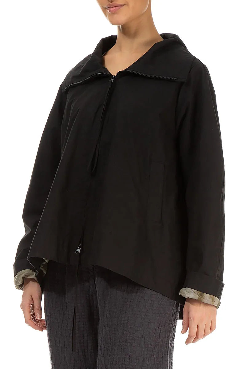 Terra Lined Black Cotton Jacket 3