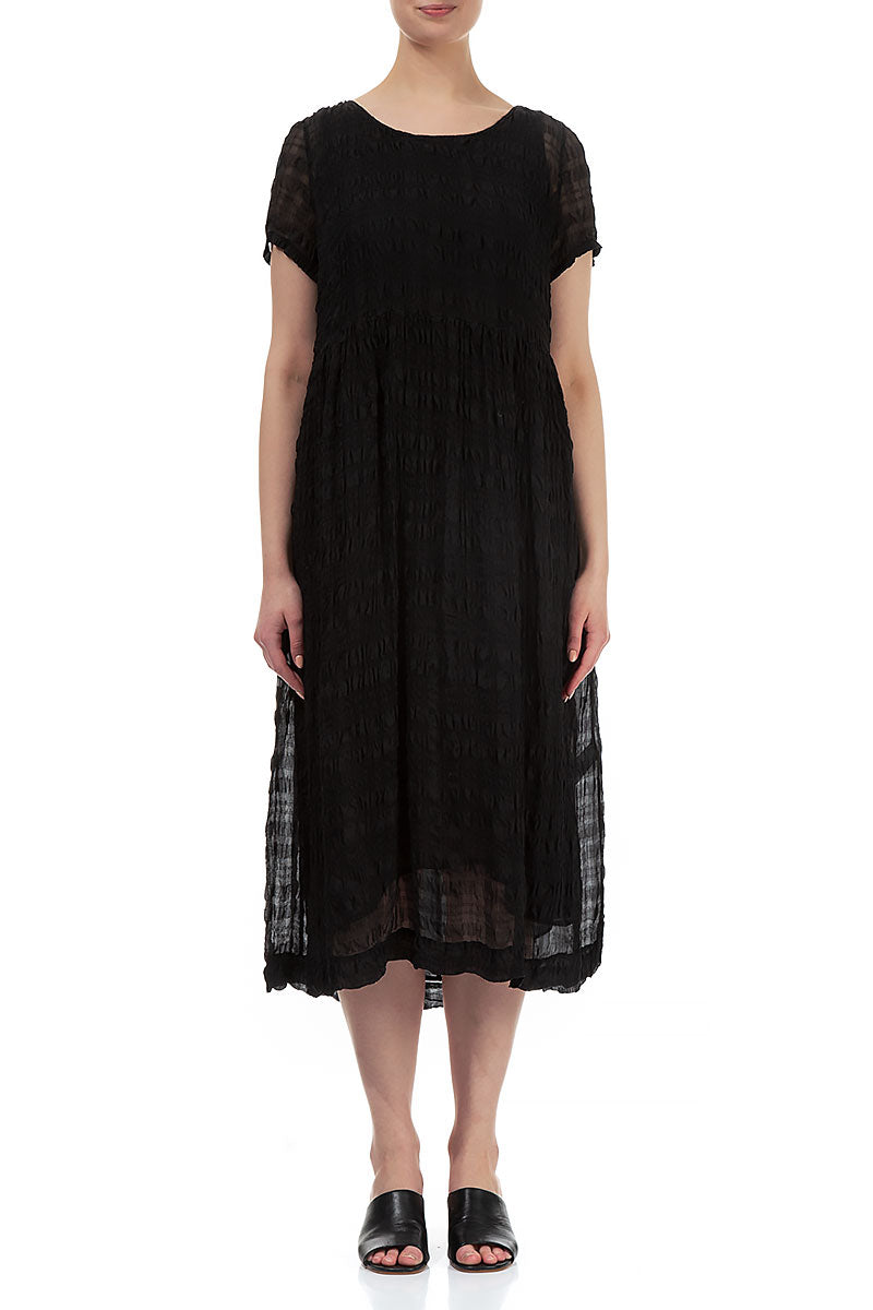 Textured Black Light Silk Dress