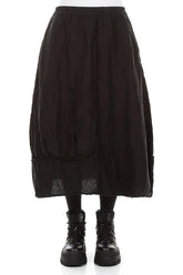 Textured Black Silk Linen Skirt 1