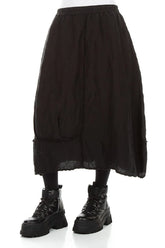 Textured Black Silk Linen Skirt 3