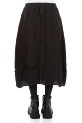 Textured Black Silk Linen Skirt 2