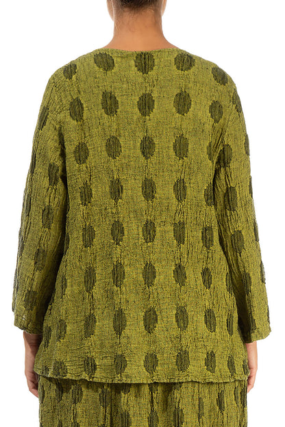 Textured Bubbles Cyber Lime Linen Blouse