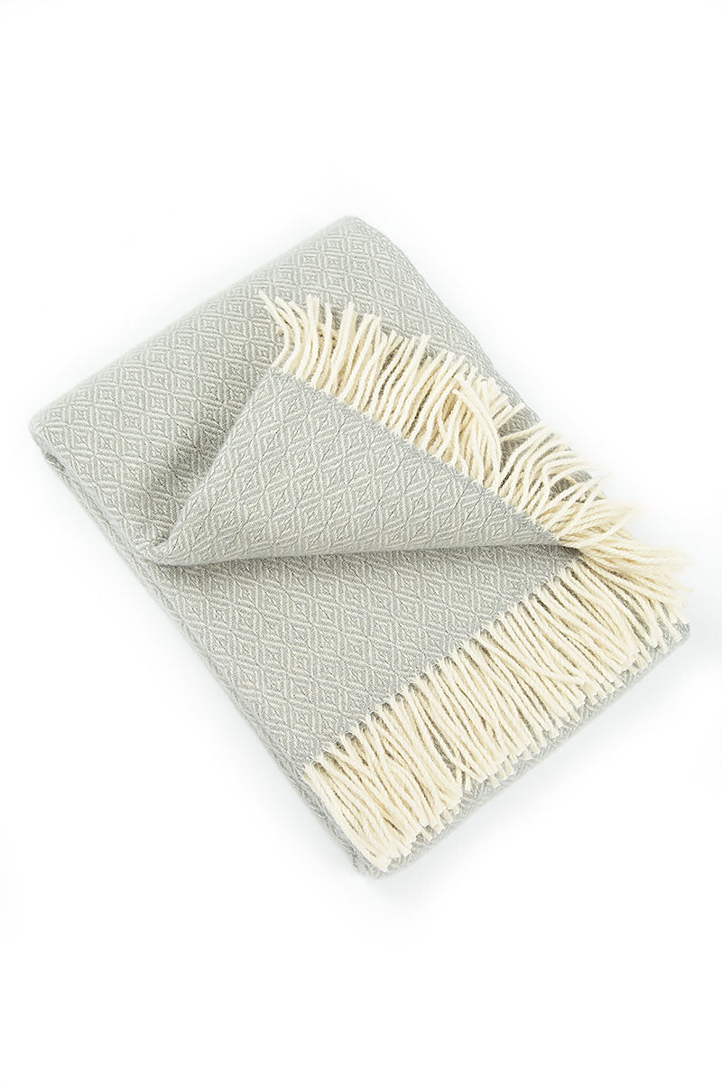 Textured Light Grey Wool Blanket
