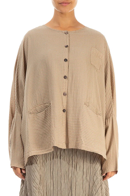 Textured Mocha Silk Cotton Jacket