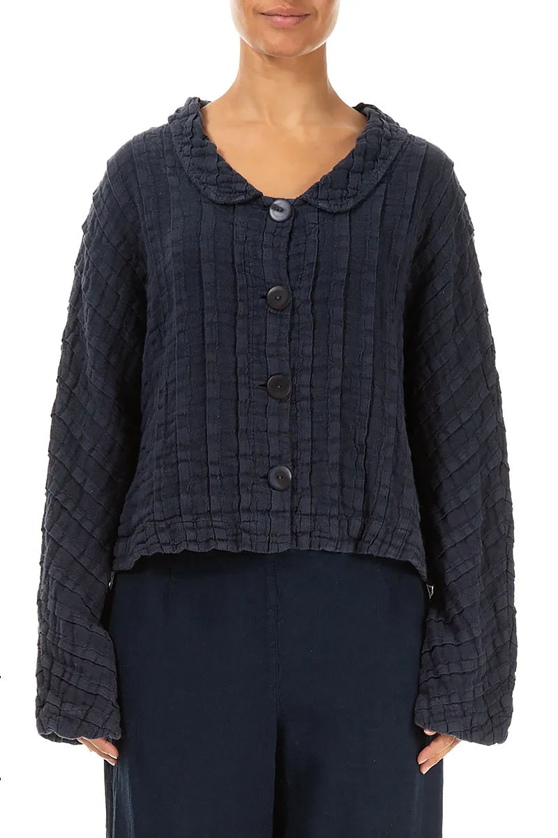 Textured Navy Linen Jacket 1