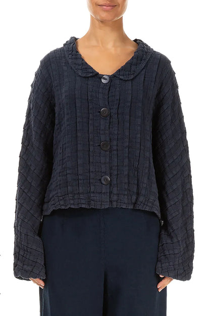 Textured Navy Linen Jacket 1