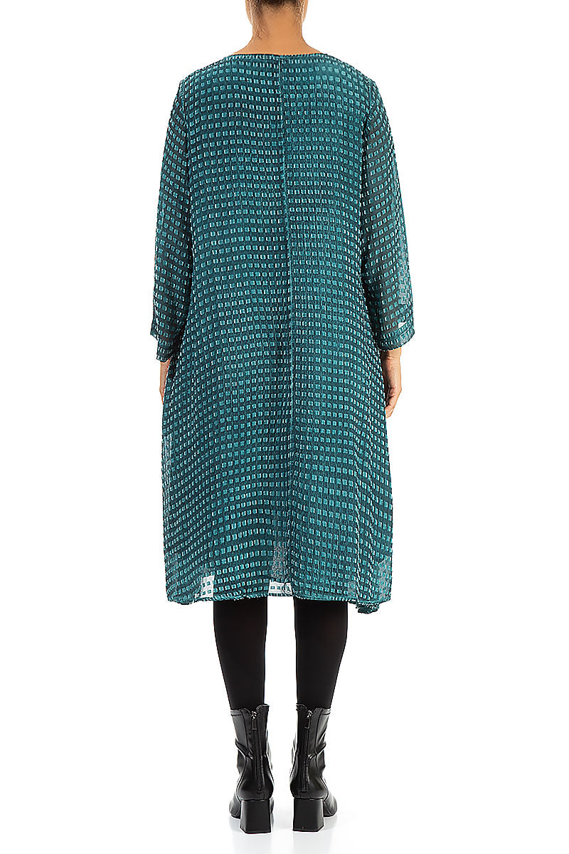 Textured Teal Silk Rayon Dress