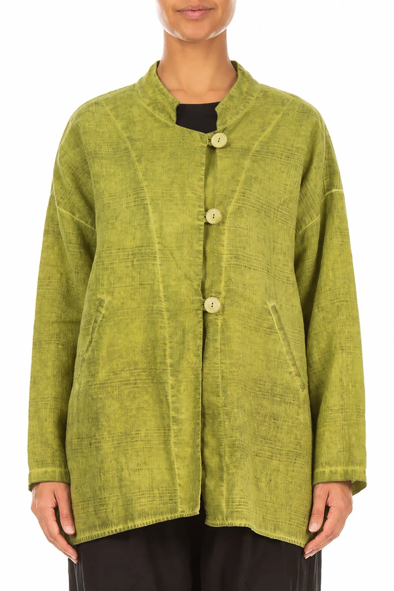 Three Button Washed Out Lime Linen Jacket