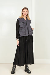 Three Pockets Black Silver Cotton Gilet 1