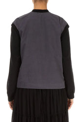 Three Pockets Black Silver Cotton Gilet 3