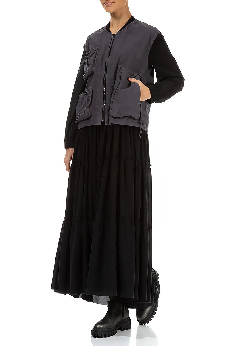 Three Pockets Black Silver Cotton Gilet 5