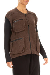 Three Pockets Brown Wool Gilet 3