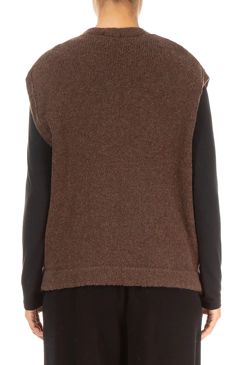 Three Pockets Brown Wool Gilet 2