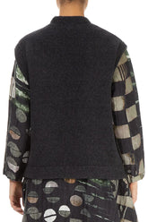 Three Pockets Dark Grey Wool Gilet 2