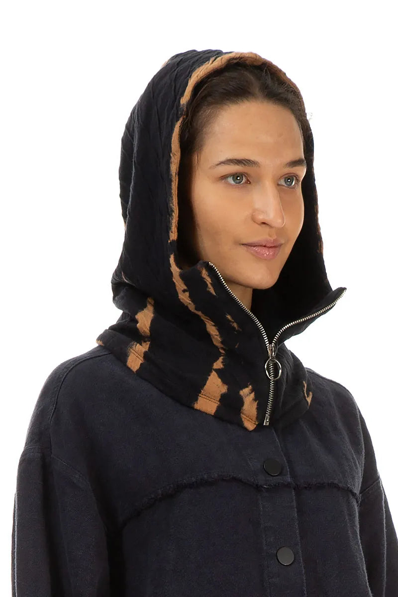 Tie-Dye Wavy Cotton Detachable Hood 1