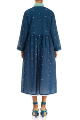 Tie Front Navy Embroidered Petals Cotton Jacket 3