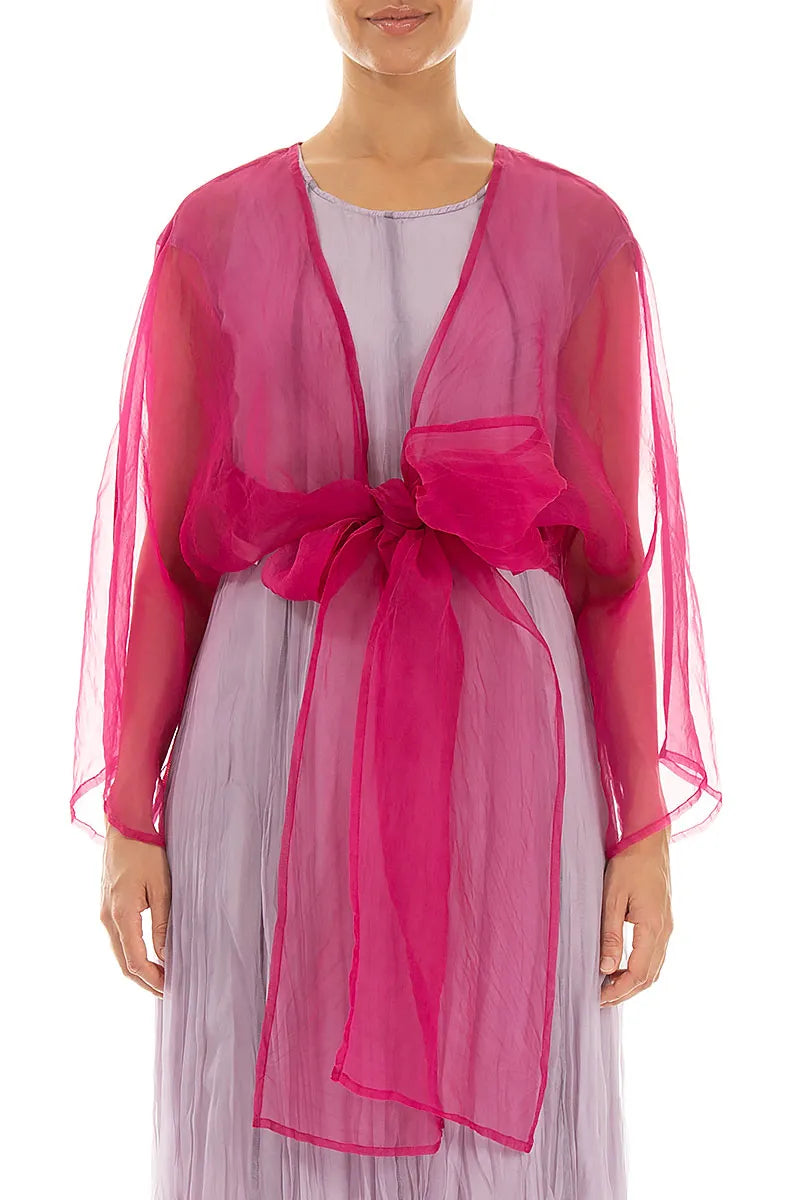 Tie Up Fuchsia Silk Chiffon Jacket