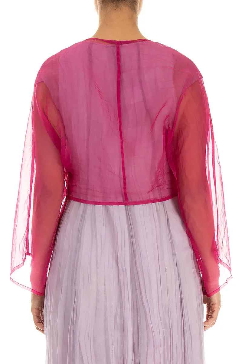 Tie Up Fuchsia Silk Chiffon Jacket