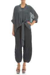 Tie Up Graphite Textured Silk Jacket 4