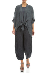 Tie Up Graphite Textured Silk Jacket 5