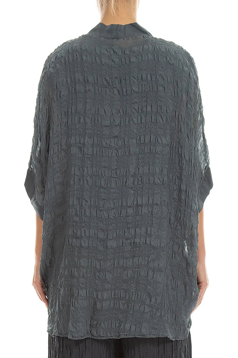 Tie Up Graphite Textured Silk Jacket 2