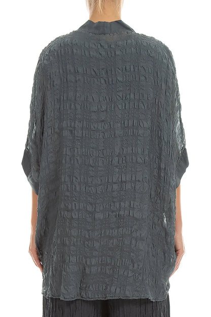 Tie Up Graphite Textured Silk Jacket 2