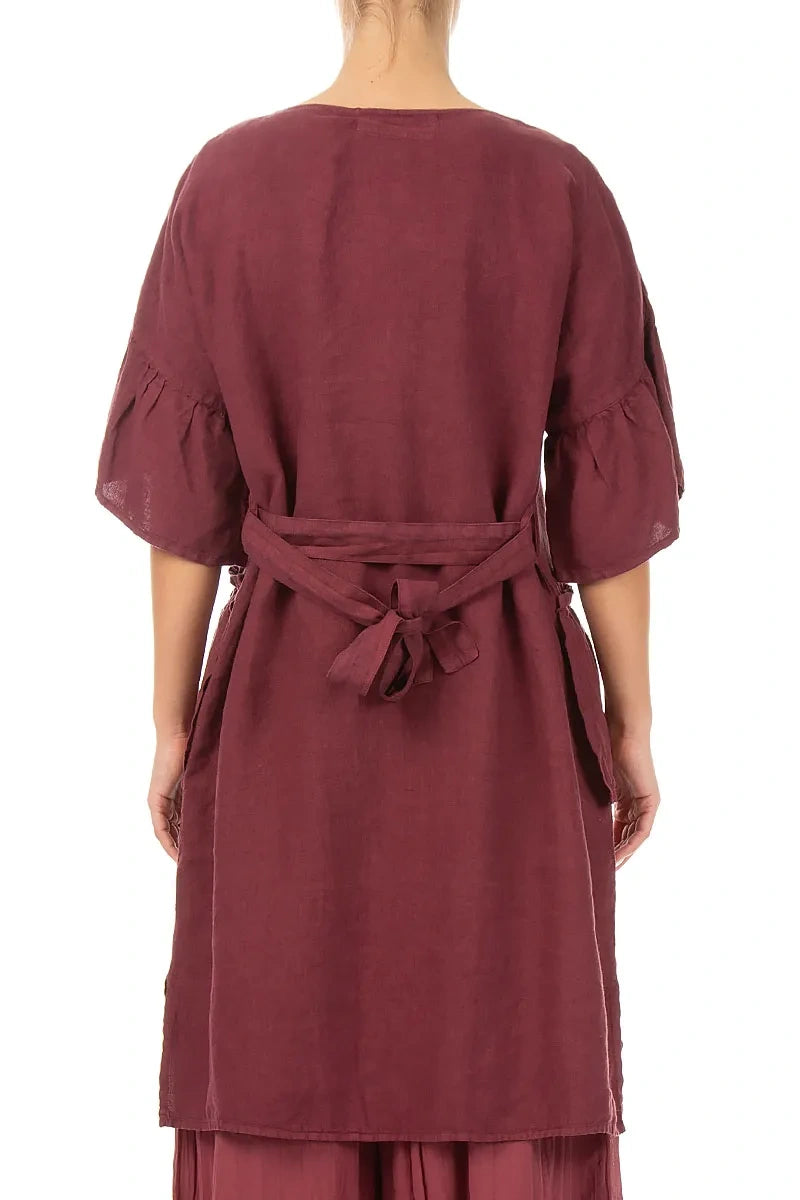 Tiered Antique Ruby Linen Tunic Dress 2