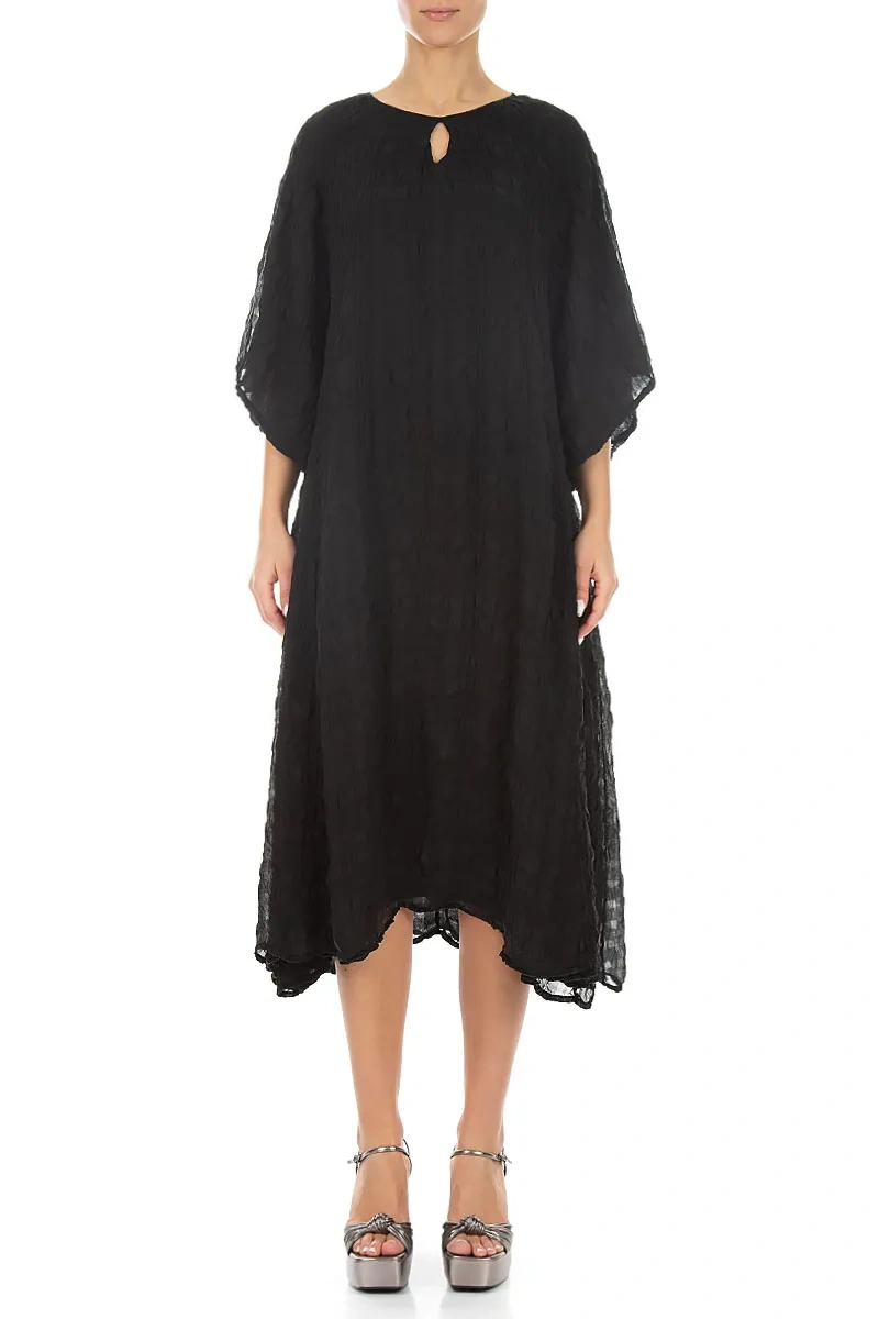 Tiered Black Light Silk Dress 1