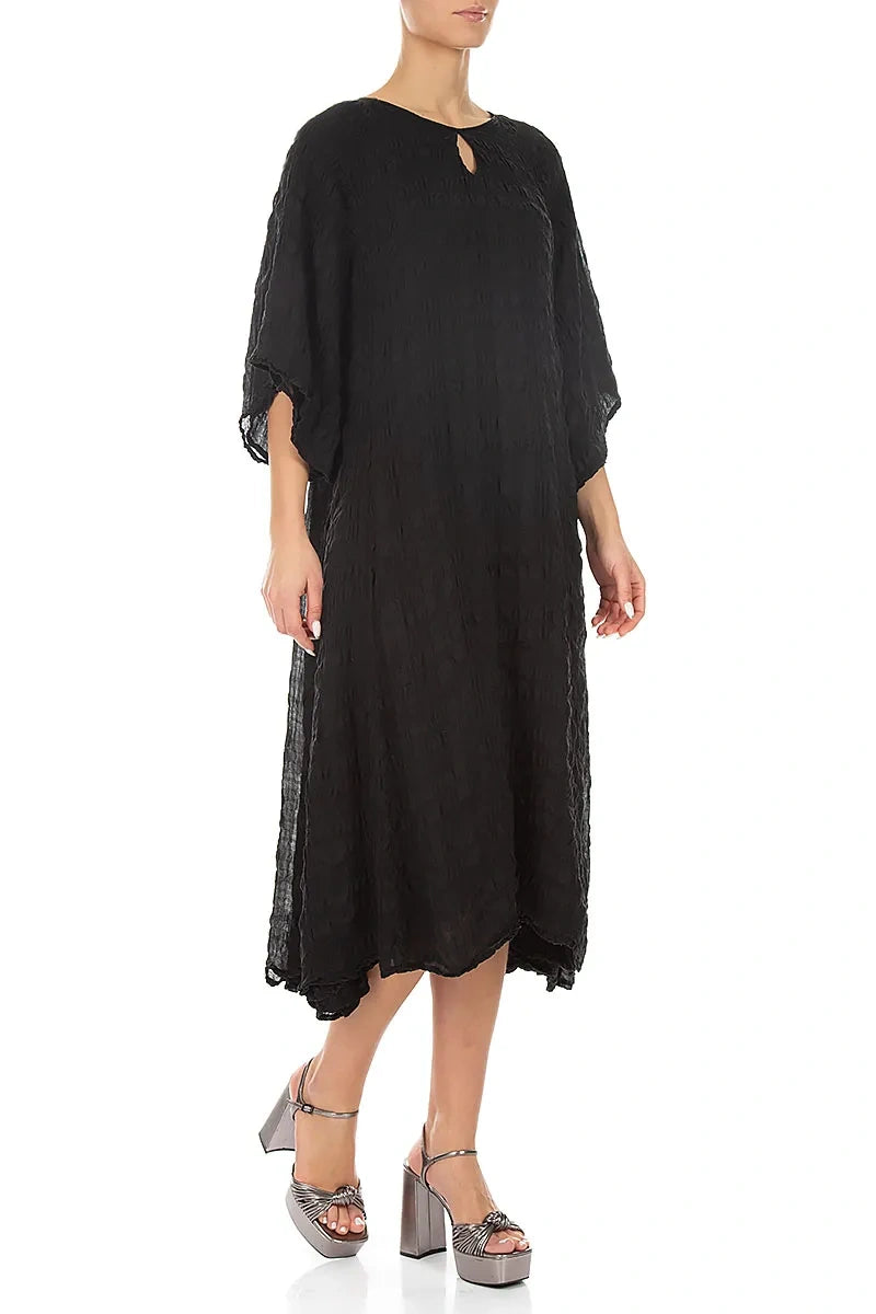 Tiered Black Light Silk Dress 4