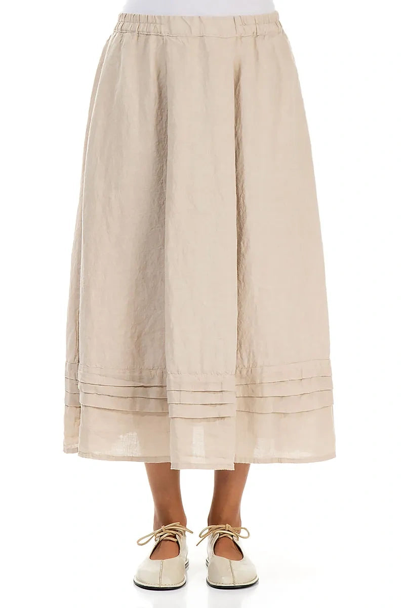 Tiered Hem Beige Linen Skirt 1