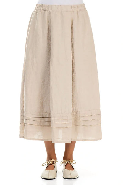 Tiered Hem Beige Linen Skirt 1