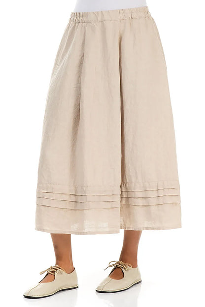 Tiered Hem Beige Linen Skirt 3