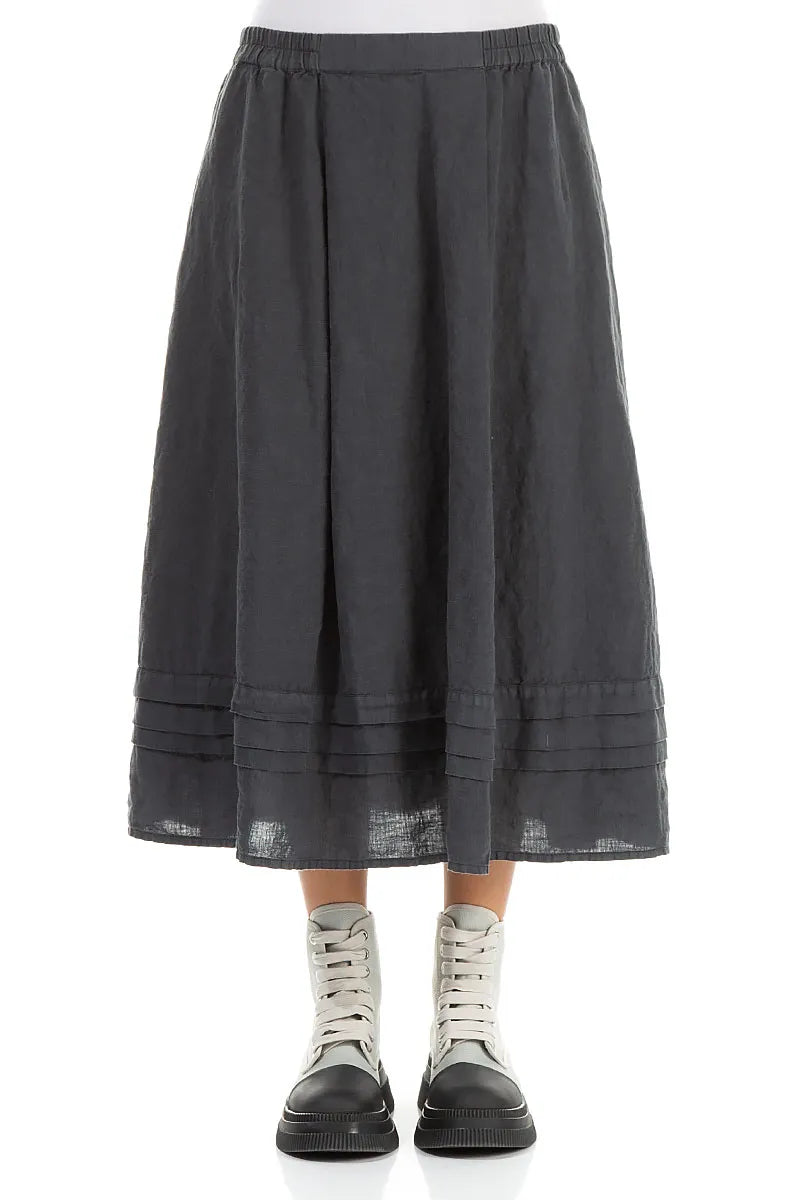Tiered Hem Graphite Linen Skirt 1